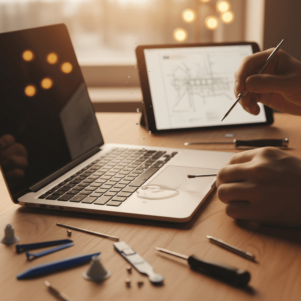 MacBook залили водой — экстренные действия и ремонт