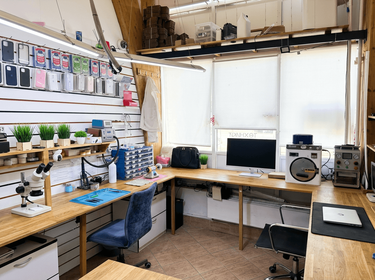 Мастерская — рабочий угол с микроскопом